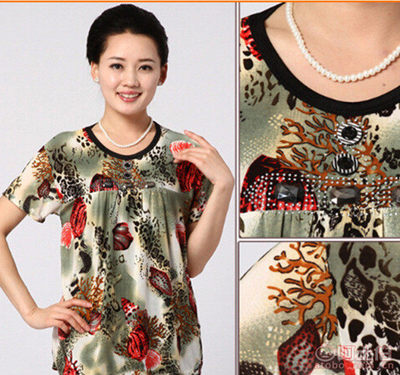 【無2016新款中老年女裝媽媽裝印花短袖T恤衫地攤跑江湖貨源批發】深圳市寶安區石巖藍灣嘉繡服裝批發商行 - 產品庫